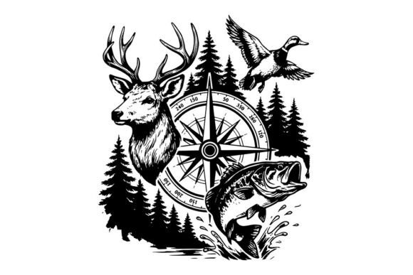 Download Deer Duck Fishing PNG SVG-Hunting and Fi - Premium Bundle