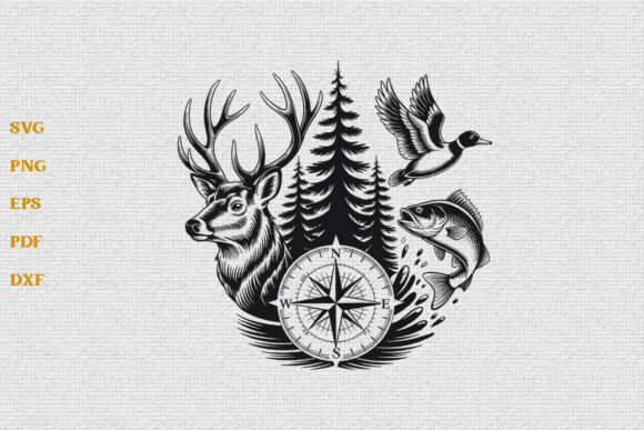 Download Deer Duck Fishing Hunting SVG Cut File - Hunting Collection